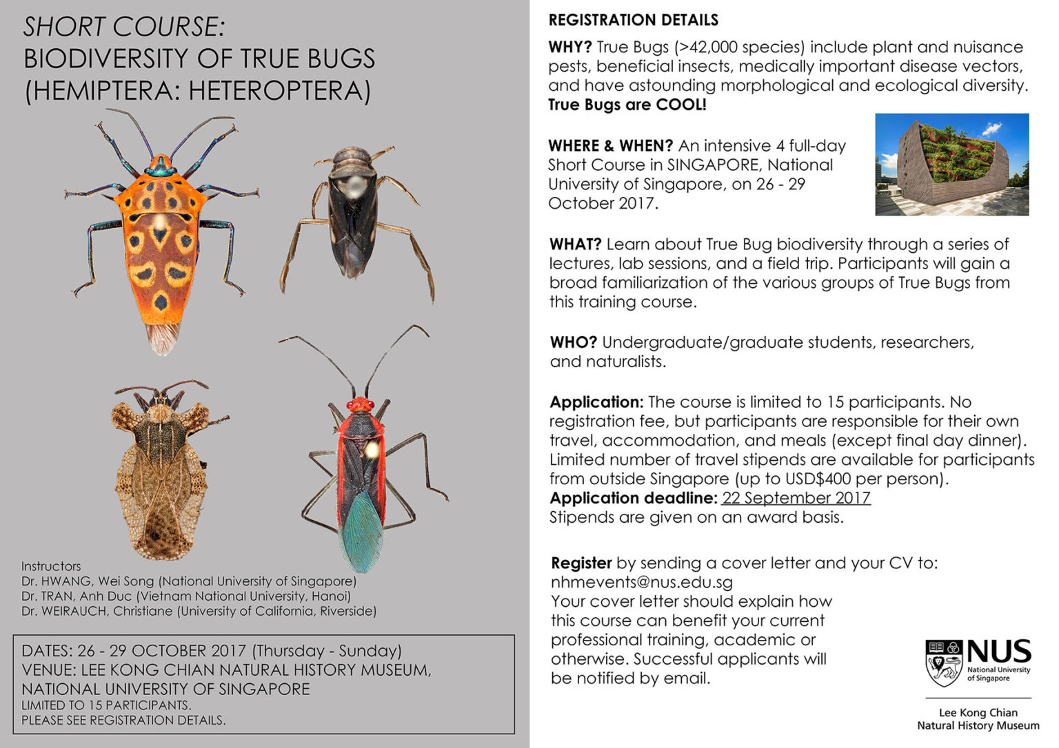 Short Course: Biodiversity of True Bugs (Hemiptera: Heteroptera) 26–29 ...