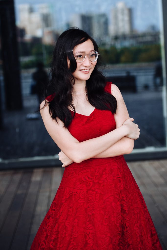 Koh Cheng Jin in a red dress.