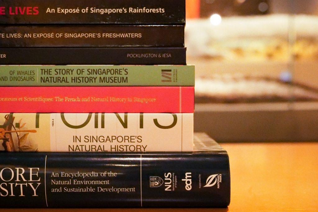 Several books published by the Lee Kong Chian Natural History Museum