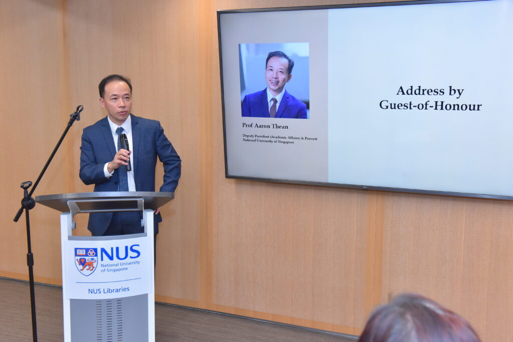 Prof Thean giving his address to kick the book launch off. Photo courtesy of NUS Libraries.